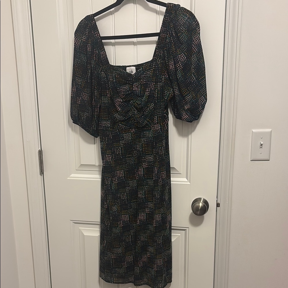 CAbi Blue Midi Dress with Square Neck